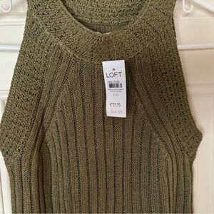 NWT LOFT Olive Green Women's Sleeveless Sweater.